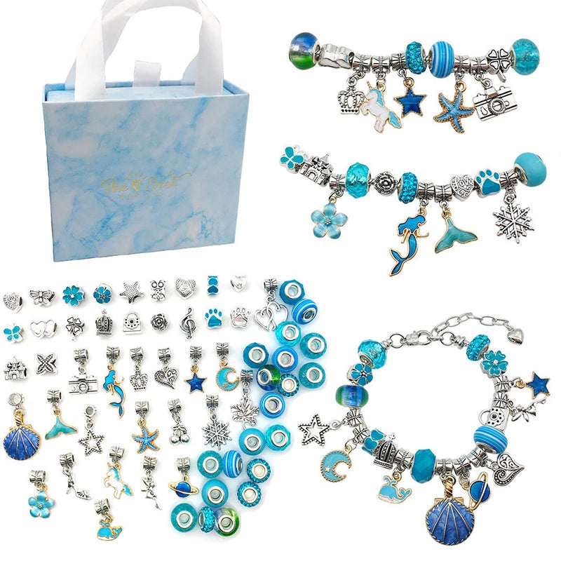64pcs Jewelry Making Kit DIY Charm Bracelet Necklaces Set Beads Child Bracelet