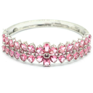 Pink Tourmaline Women Engagement Silver Bracelet 7.5inch Drop