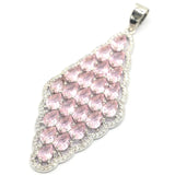 Pink Kunzite Pink Tourmaline CZ Women Silver Pendant Drop