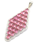 Pink Kunzite Pink Tourmaline CZ Women Silver Pendant Drop