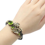 Unique Gothic Cuff Bangle Bracelet with Green Peridot Rhodolite Garnet