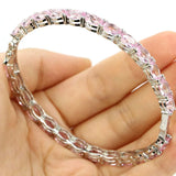 Highly Recommend 64x5mm Tanzanite Kunzite Silver Bangle Bracelet 8.5inch