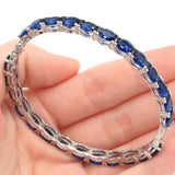 Highly Recommend 64x5mm Tanzanite Kunzite Silver Bangle Bracelet 8.5inch