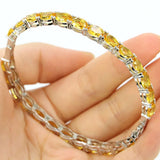 Violet Tanzanite Golden Citrine Silver Bangle Bracelet 8.5inch