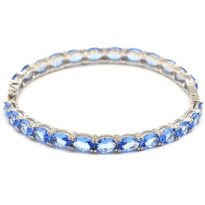 Violet Tanzanite Golden Citrine Silver Bangle Bracelet 8.5inch