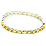 Violet Tanzanite Golden Citrine Silver Bangle Bracelet 8.5inch