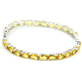 Lovely Pink Kunzite Citrine Tanzanite Silver Bangle Bracelet