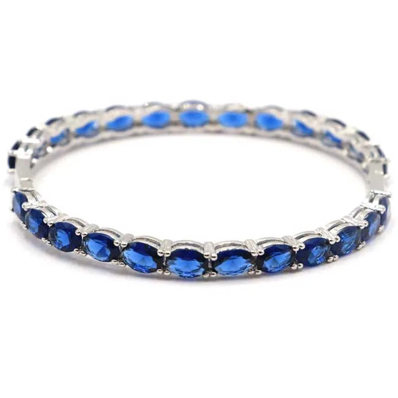 Lovely Pink Kunzite Citrine Tanzanite Silver Bangle Bracelet