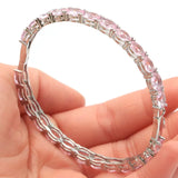 Lovely Pink Kunzite Citrine Tanzanite Silver Bangle Bracelet