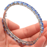 Lovely Pink Kunzite Citrine Tanzanite Silver Bangle Bracelet