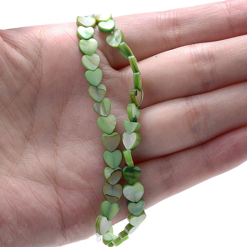 70pcs 6mm Natural Shell Heart Beads Mother Of Pearl Spacer Beads Jewelry Making
