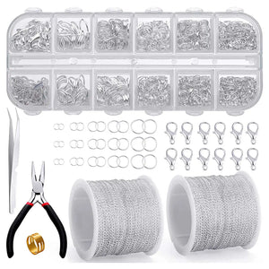 65ft 2mm Jewelry Chain with Jump Rings & Lobster Clasps for Necklace Bracelet A