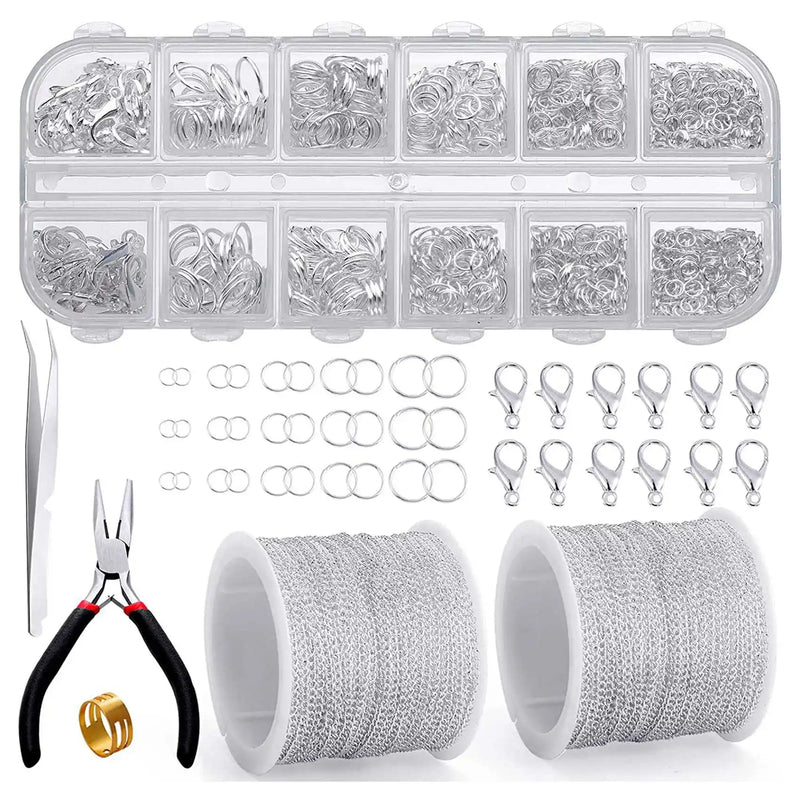 65ft 2mm Jewelry Chain with Jump Rings & Lobster Clasps for Necklace Bracelet A