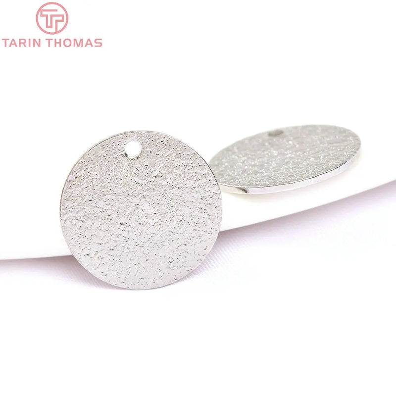 20PCS 15MM Platinum Brass Round Pendants Charms for DIY Jewelry Making