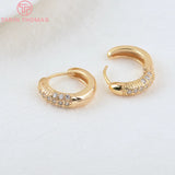 4PCS 17x18.7MM 24K Brass Zircon Round Earrings Hoop DIY Jewelry Findings