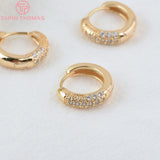 4PCS 17x18.7MM 24K Brass Zircon Round Earrings Hoop DIY Jewelry Findings