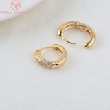4PCS 17x18.7MM 24K Brass Zircon Round Earrings Hoop DIY Jewelry Findings