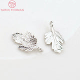 10PCS 8.5x14MM 24K Plated Brass Tree Leaf Charms Pendants