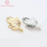 10PCS 8.5x14MM 24K Plated Brass Tree Leaf Charms Pendants