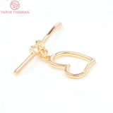 6 Sets 24K Brass Heart Bracelet Toggle Clasps for DIY Jewelry Making
