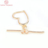 6 Sets 24K Brass Heart Bracelet Toggle Clasps for DIY Jewelry Making