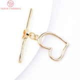 6 Sets 24K Brass Heart Bracelet Toggle Clasps for DIY Jewelry Making