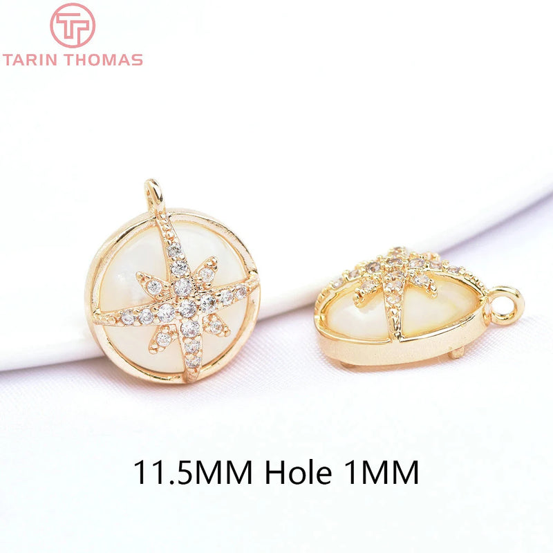 2PCS 11.5MM Brass Zircon Star Cat Paw Charms Pendants DIY Jewelry Findings