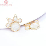 2PCS 11.5MM Brass Zircon Star Cat Paw Charms Pendants DIY Jewelry Findings