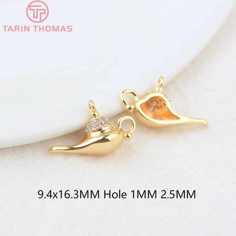 6PCS 9.4x16.3MM Hole 1MM Zircon Bottle Pendants Charms 24K