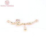 6PCS 24.5x11MM 24K Brass Zircon Water Droplets Charms Pendants