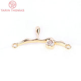 6PCS 24.5x11MM 24K Brass Zircon Water Droplets Charms Pendants