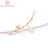 6PCS 24.5x11MM 24K Brass Zircon Water Droplets Charms Pendants