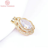 2PCS 17x22.5MM Brass Zircon Water Droplets Charms Pendants