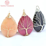 30.5x50MM 24K Brass Water Droplets Life Tree Pendant for DIY Jewelry Making