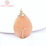 30.5x50MM 24K Brass Water Droplets Life Tree Pendant for DIY Jewelry Making