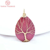 30.5x50MM 24K Brass Water Droplets Life Tree Pendant for DIY Jewelry Making