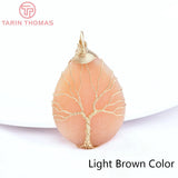 30.5x50MM 24K Brass Water Droplets Life Tree Pendant for DIY Jewelry Making