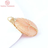 30.5x50MM 24K Brass Water Droplets Life Tree Pendant for DIY Jewelry Making