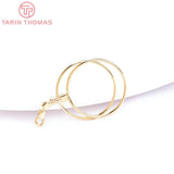 6PCS 18x32MM 24K Brass Zircon Double Circle Charms Pendants DIY Jewelry Findings