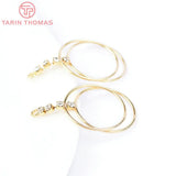 6PCS 18x32MM 24K Brass Zircon Double Circle Charms Pendants DIY Jewelry Findings