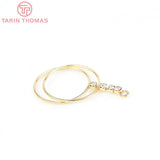 6PCS 18x32MM 24K Brass Zircon Double Circle Charms Pendants DIY Jewelry Findings