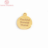 10PCS 11x13MM 24K Brass Round Letter Charms Pendants DIY Jewelry Findings
