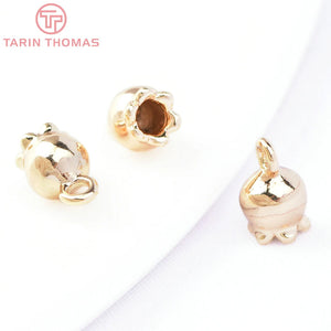 10PCS 4x6.5MM Brass Flower Charms Pendants for Jewelry Making