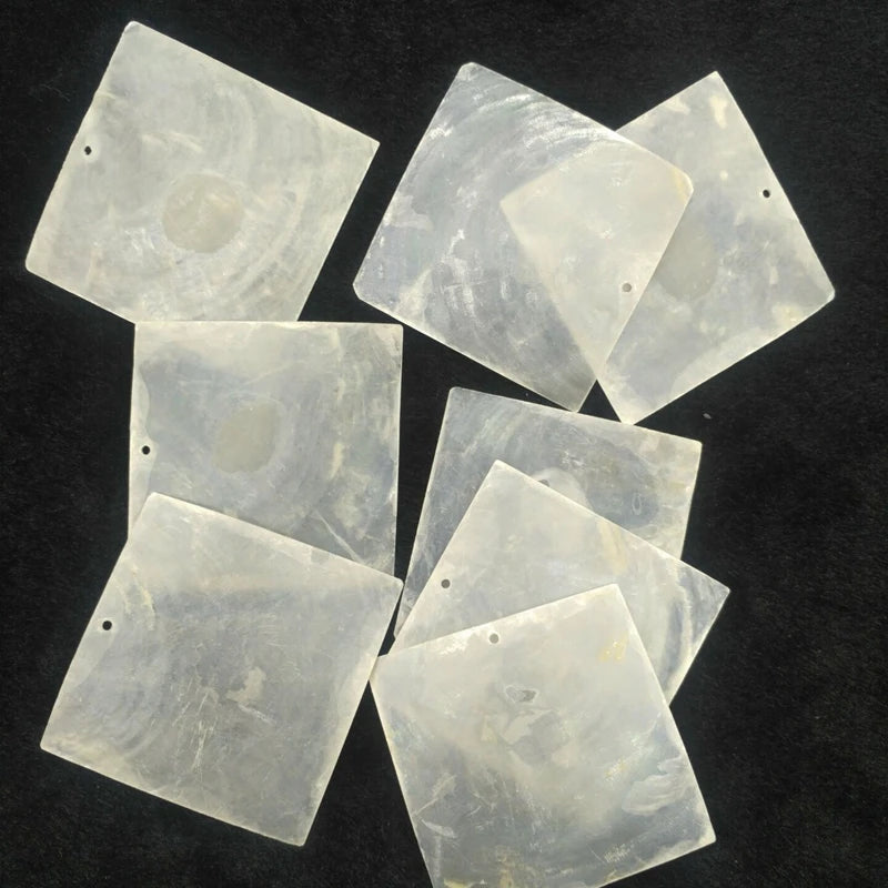 30Pcs Natural Mirror Shell Square Beads Charms Jewelry Accessories