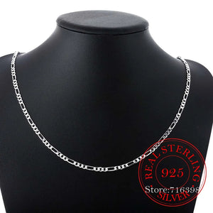 925 Silver 4mm Chain Necklace for Women Girl Boy Kids Jewelry