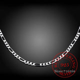 925 Silver 4mm Chain Necklace for Women Girl Boy Kids Jewelry