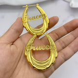 65mm Stainless Steel Bamboo Hoop Earrings for Women