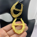 65mm Stainless Steel Bamboo Hoop Earrings for Women