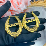 65mm Stainless Steel Bamboo Hoop Earrings for Women