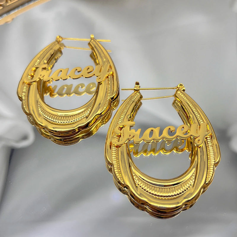 65mm Stainless Steel Bamboo Hoop Earrings for Women